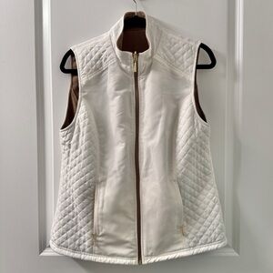 Karen Scott Reversible White Brown Fleece Quilted Vest Women’s Size Medium